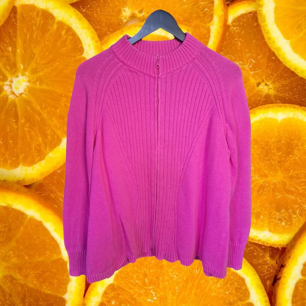 CJ‎ Banks Pink Full Zip Pink Sweater Size 2X